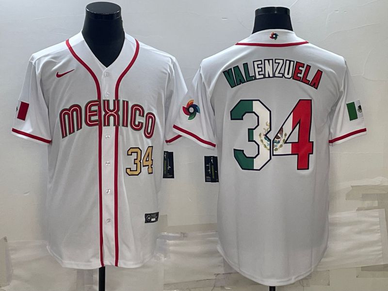 Men 2023 World Cub Mexico #34 Valenzuela White Nike MLB Jersey10->more jerseys->MLB Jersey